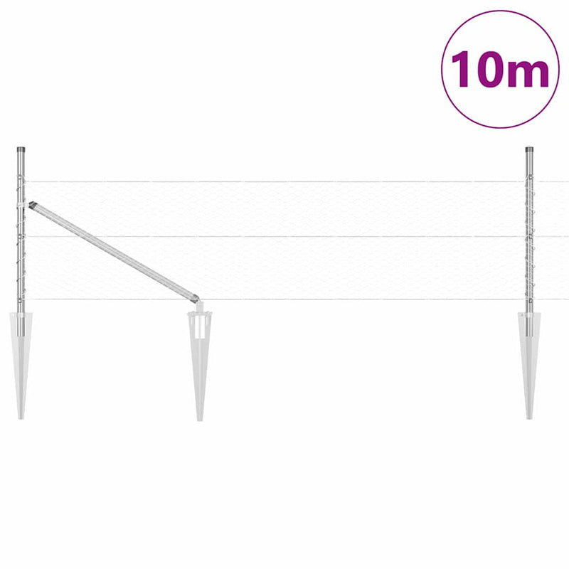 Load image into Gallery viewer, Vidaxl afrasteringspaal zilver 10 x 0,8 m (25 mm gaas) staal