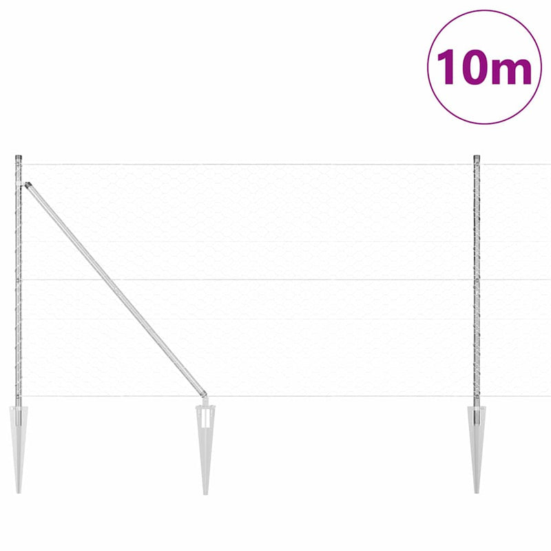 Load image into Gallery viewer, Vidaxl afrasteringspaal zilver 10 x 1 m (50 mm gaas) staal