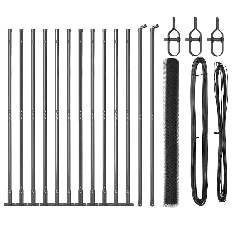 Load image into Gallery viewer, Vidaxl afrasteringspaal grijs 25 x 1,4 m (25 mm gaas) staal en pvc