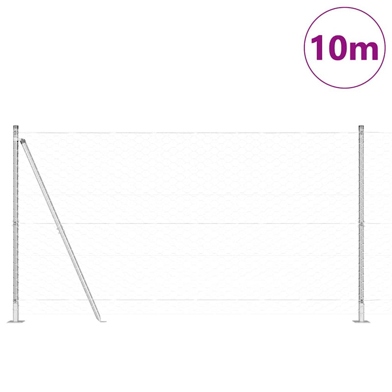 Load image into Gallery viewer, Vidaxl afrasteringspaal zilver 10 x 1,2 m (50 mm gaas) staal