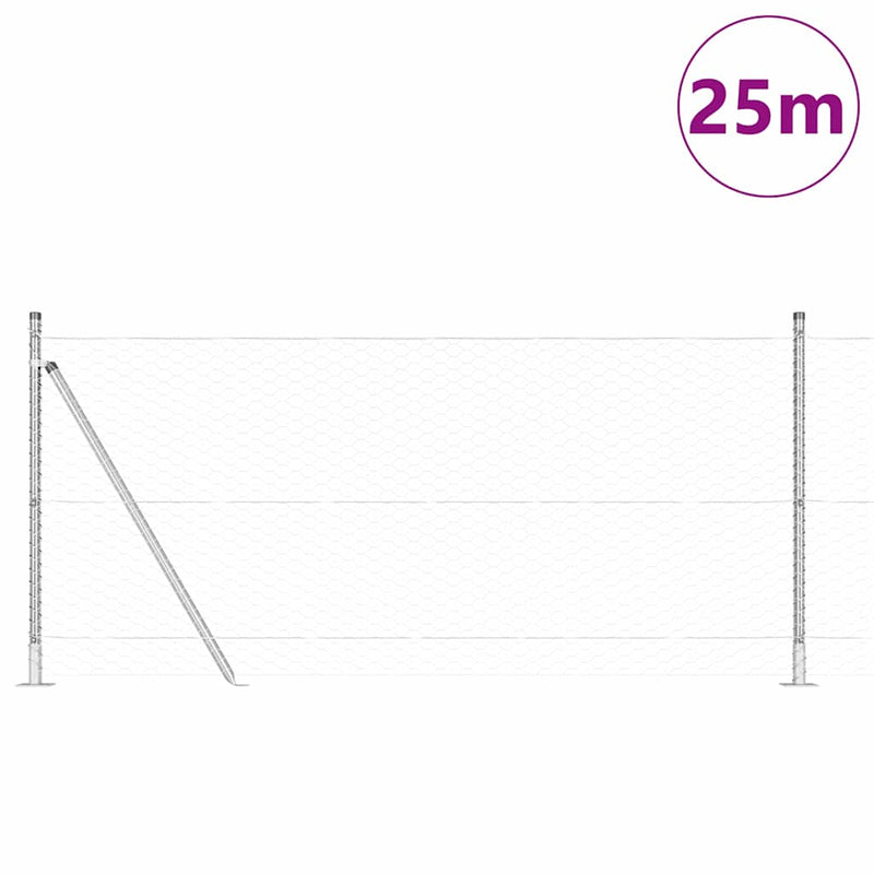 Load image into Gallery viewer, Vidaxl afrasteringspaal zilver 25 x 1 m (36 mm gaas) staal