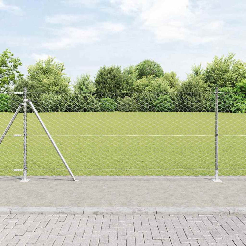 Load image into Gallery viewer, Vidaxl afrasteringspaal zilver 25 x 1 m (50 mm gaas) staal