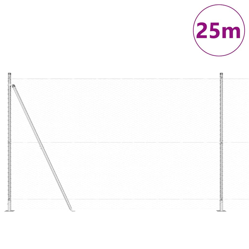 Load image into Gallery viewer, Vidaxl afrasteringspaal zilver 25 x 1,4 m (25 mm gaas) staal