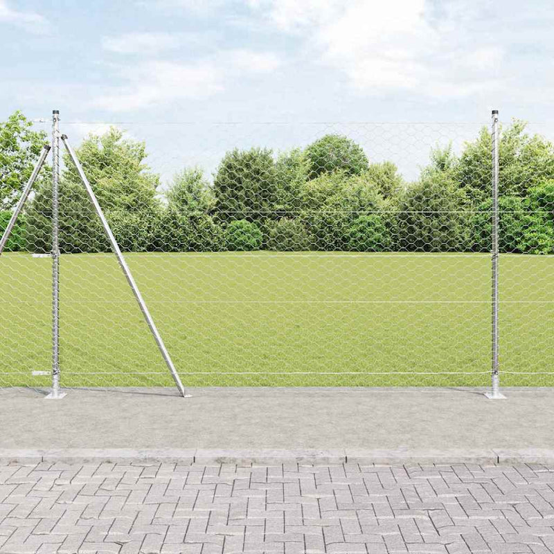 Load image into Gallery viewer, Vidaxl afrasteringspaal zilver 25 x 1,6 m (50 mm gaas) staal
