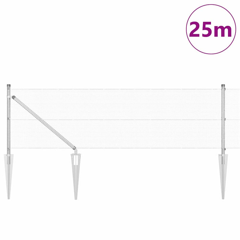 Load image into Gallery viewer, Vidaxl afrasteringspaal zilver 25 x 0,5 m (12 x 12 mm gaas) staal
