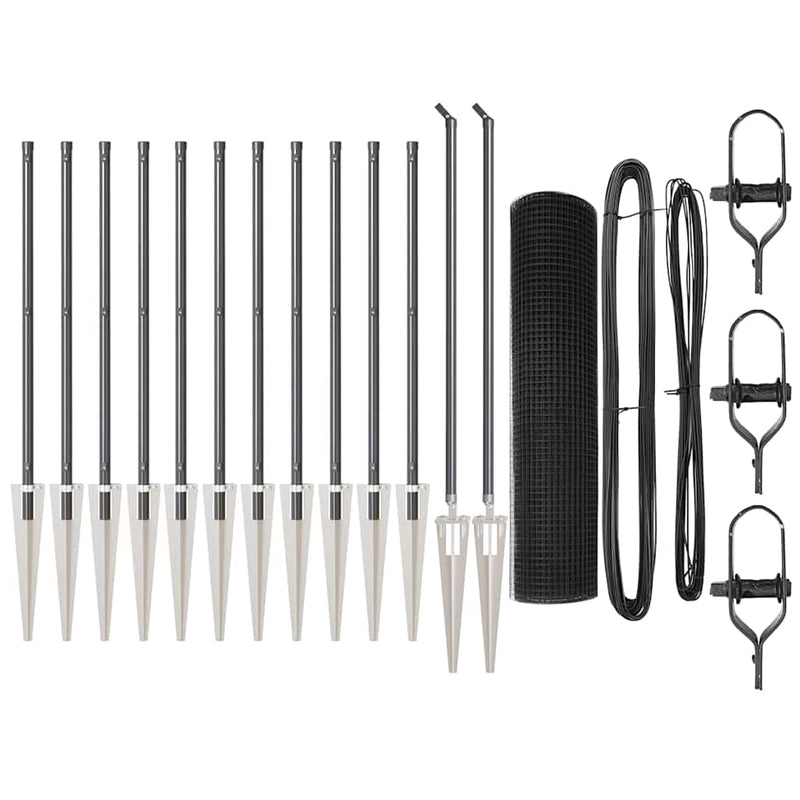 Load image into Gallery viewer, Vidaxl afrasteringspaal grijs 25 x 0,8 m (12 x 12 mm gaas)