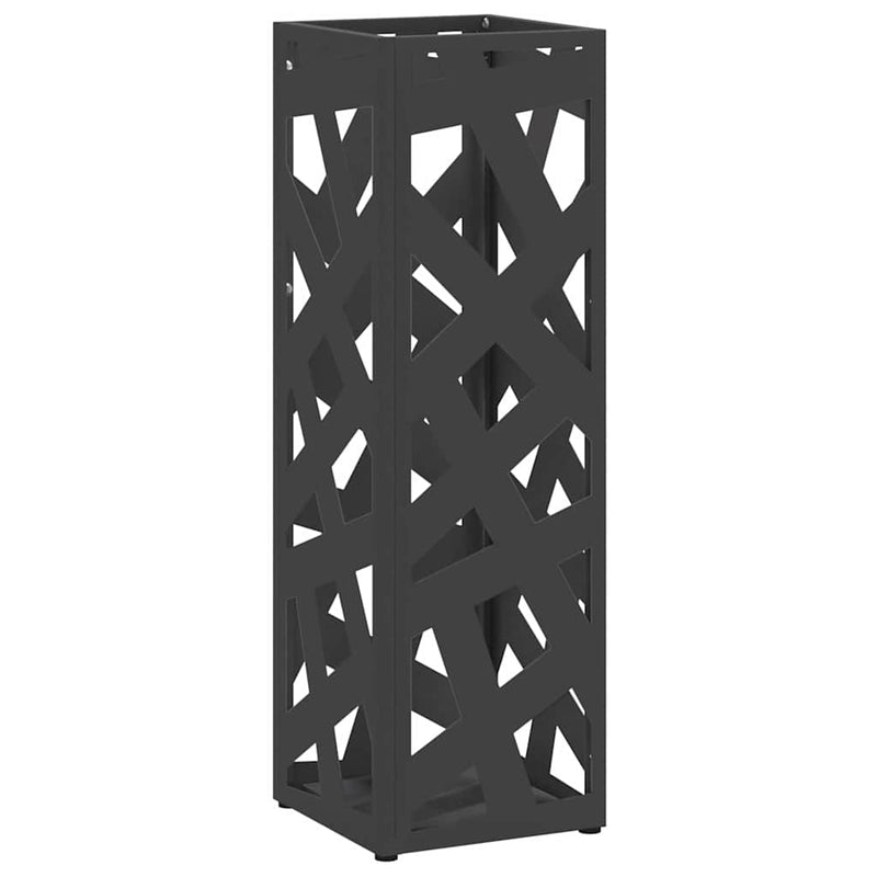 Load image into Gallery viewer, Vidaxl paraplu standaard met opslag zwart 15,5 x 15,5 x 49 cm metaal