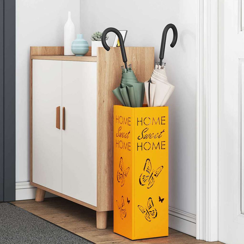 Load image into Gallery viewer, Vidaxl paraplu standaard mosterdgeel 15,5 x 15,5 x 49 cm metaal