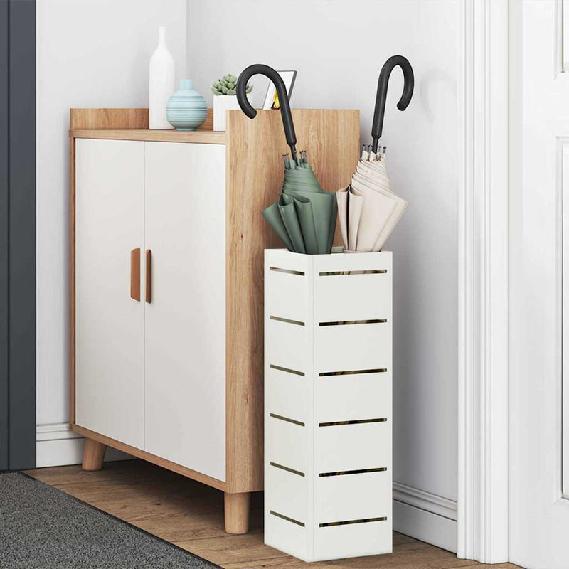 Load image into Gallery viewer, Vidaxl paraplu standaard met opslag wit 15,5 x 15,5 x 49 cm staal