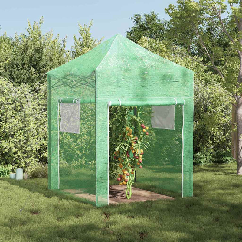 Load image into Gallery viewer, Vidaxl kas met pop-up frame met dak groen 200 x 200 x 300 cm ijzer