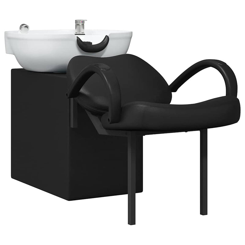 Load image into Gallery viewer, Vidaxl shampoo stoel zwart en wit 63 x 141 x 92 cm pvc