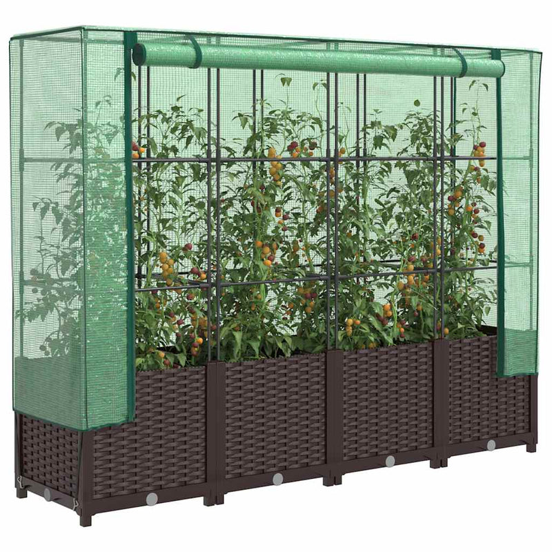 Load image into Gallery viewer, Vidaxl plantenbak verhoogd met kashoes 160x40x138 cm rattanlook