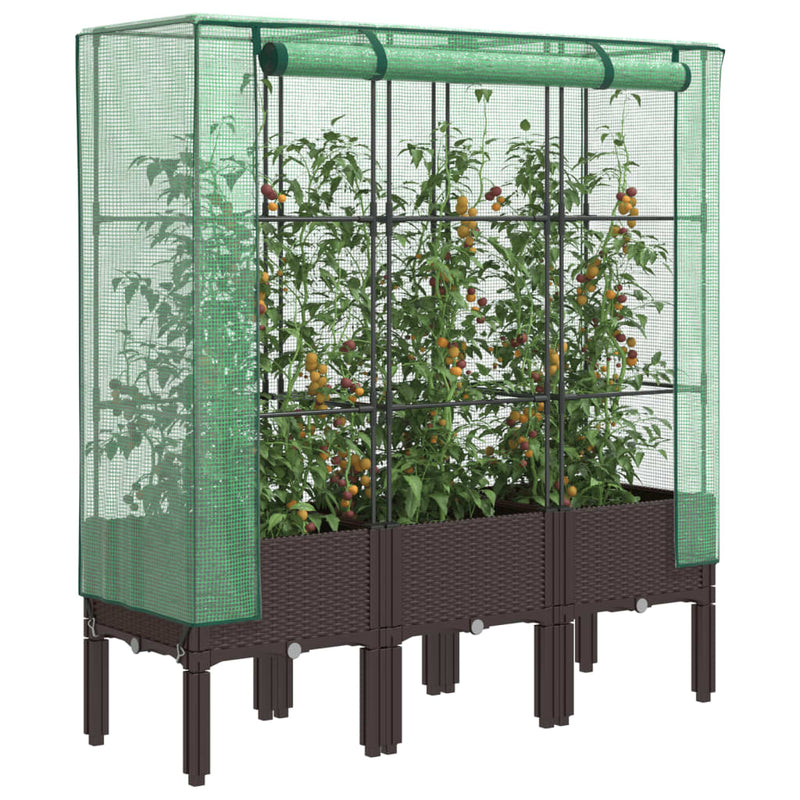 Load image into Gallery viewer, Vidaxl plantenbak verhoogd met kashoes 120x40x140 cm rattanlook