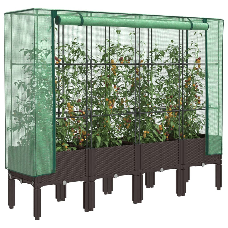 Load image into Gallery viewer, Vidaxl plantenbak verhoogd met kashoes 160x40x140 cm rattanlook