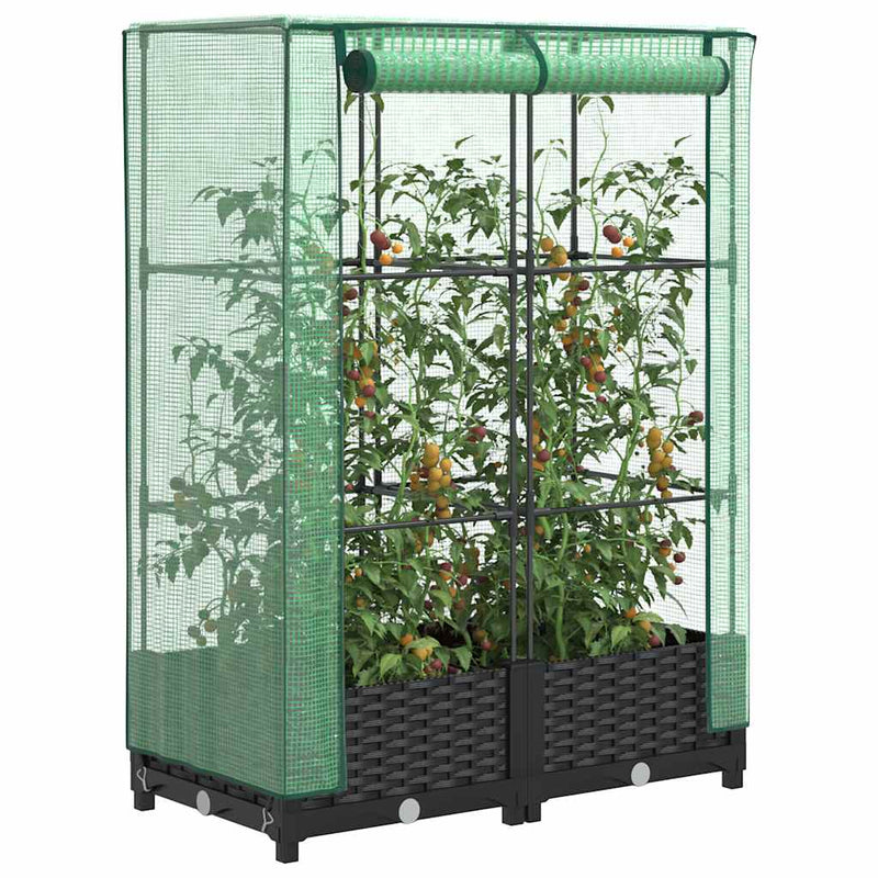Load image into Gallery viewer, Vidaxl plantenbak verhoogd met kashoes 80x40x123 cm rattanlook