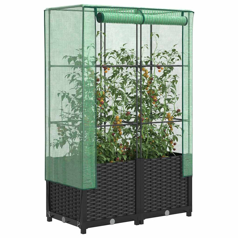 Load image into Gallery viewer, Vidaxl plantenbak verhoogd met kashoes 80x40x138 cm rattanlook