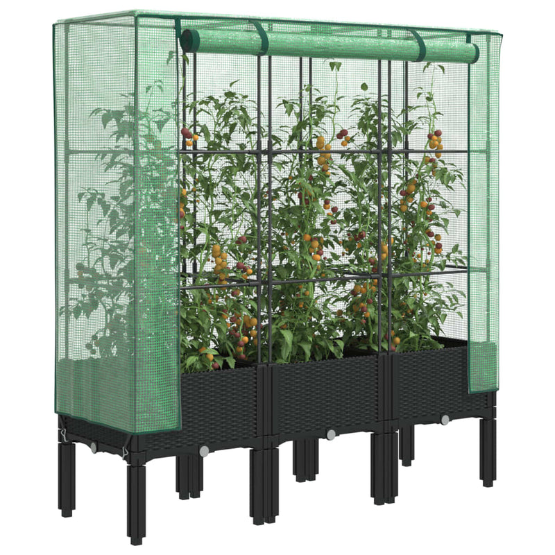 Load image into Gallery viewer, Vidaxl plantenbak verhoogd met kashoes 120x40x140 cm rattanlook
