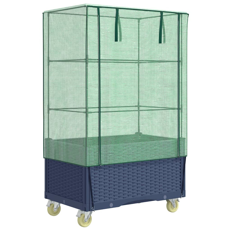 Load image into Gallery viewer, Vidaxl plantenbak verhoogd met hoes en wielen 80x50x182 cm rattanlook