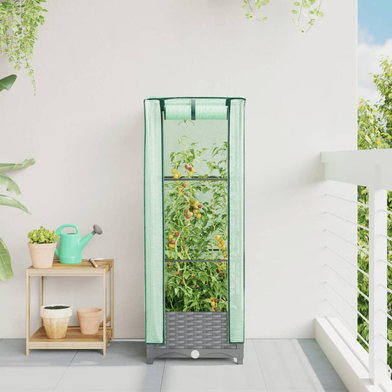 Load image into Gallery viewer, Vidaxl plantenbak verhoogd met kashoes 40x40x123 cm rattanlook