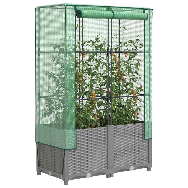 Load image into Gallery viewer, Vidaxl plantenbak verhoogd met kashoes 80x40x138 cm rattanlook