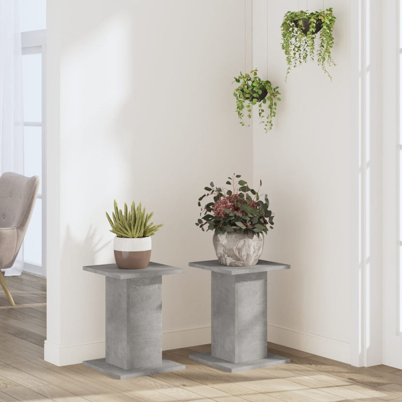Load image into Gallery viewer, Vidaxl plantenstandaards 2 st 30x30x40 cm bewerkt hout betongrijs