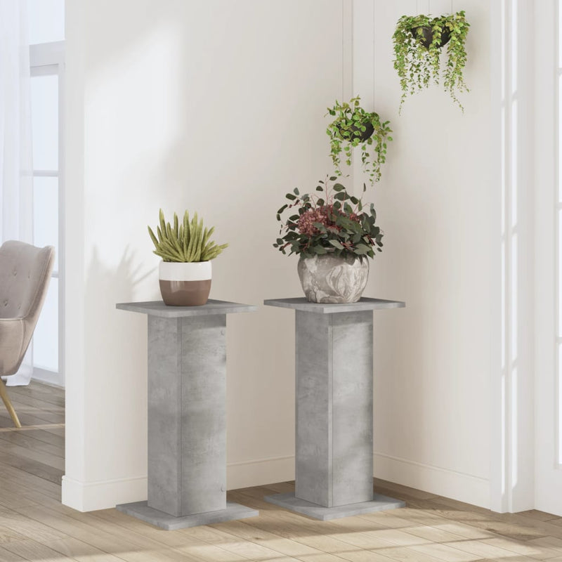 Load image into Gallery viewer, Vidaxl plantenstandaards 2 st 30x30x60 cm bewerkt hout betongrijs