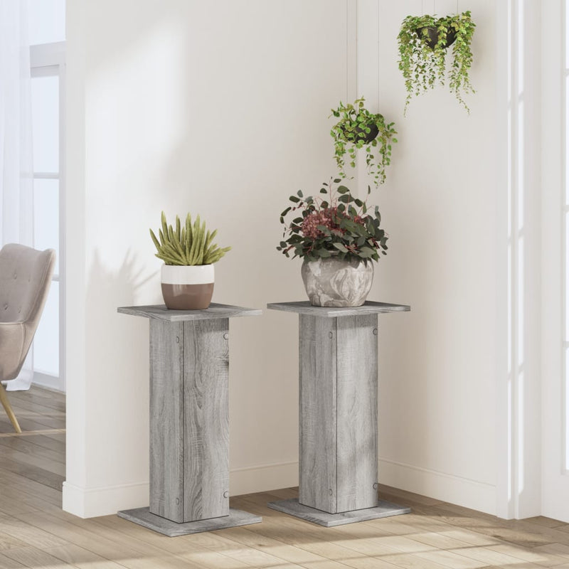 Load image into Gallery viewer, Vidaxl plantenstandaards 2 st 30x30x60 cm bewerkt hout grijs sonoma