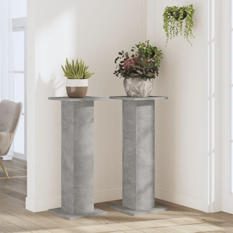 Load image into Gallery viewer, Vidaxl plantenstandaards 2 st 30x30x80 cm bewerkt hout betongrijs