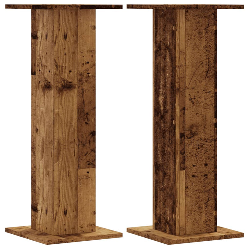 Load image into Gallery viewer, Vidaxl plantenstandaards 2 st 30x30x80 cm bewerkt hout oud houtkleurig