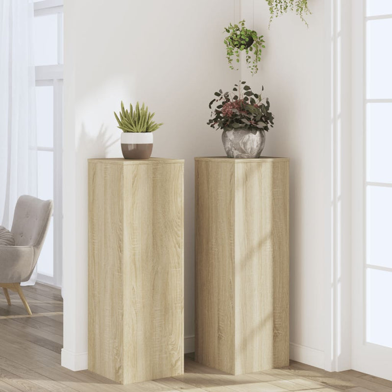 Load image into Gallery viewer, VidaXL Plantenstandaards 2 st 33x33x100 cm bewerkt hout sonoma eiken