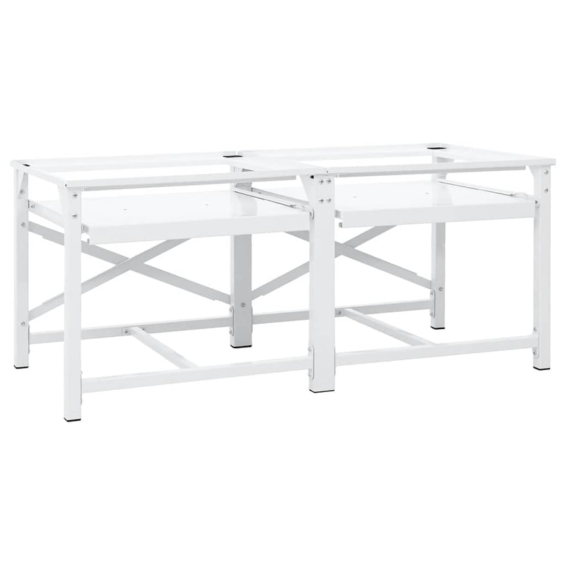 Load image into Gallery viewer, Vidaxl dubbele wasmachine sokkel met uittrekbare planken wit