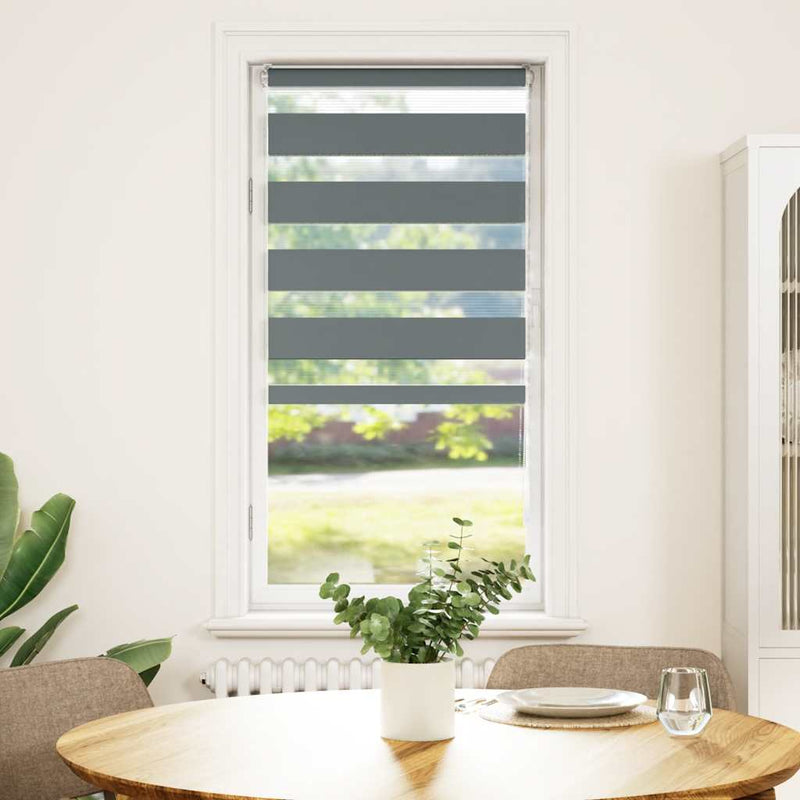 Load image into Gallery viewer, Vidaxl zebra rolgordijn 60x100 cm stofbreedte donkergrijs 55,9 cm