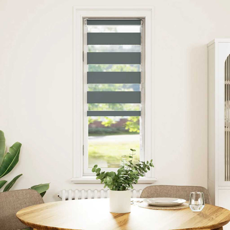 Load image into Gallery viewer, Vidaxl zebra rolgordijn 40x150 cm stofbreedte 35,9 cm donkergrijs