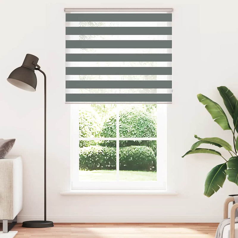 Load image into Gallery viewer, Vidaxl zebra rolgordijn 130x230 cm stofbreedte 125,9 cm donkergrijs