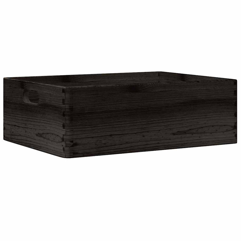 Load image into Gallery viewer, Vidaxl houten kist met handvatten 40x30x13 cm massief grenenhout zwart
