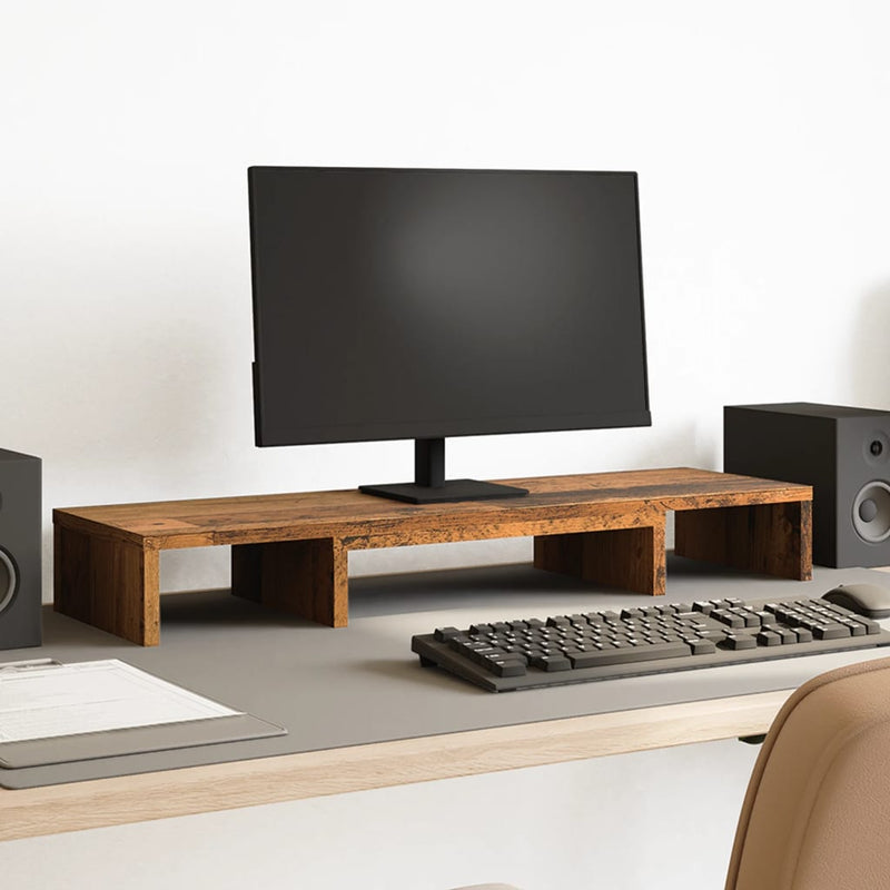 Load image into Gallery viewer, VidaXL Monitorstandaard verstelbaar 80x24x10,5 cm hout oud houtkleurig