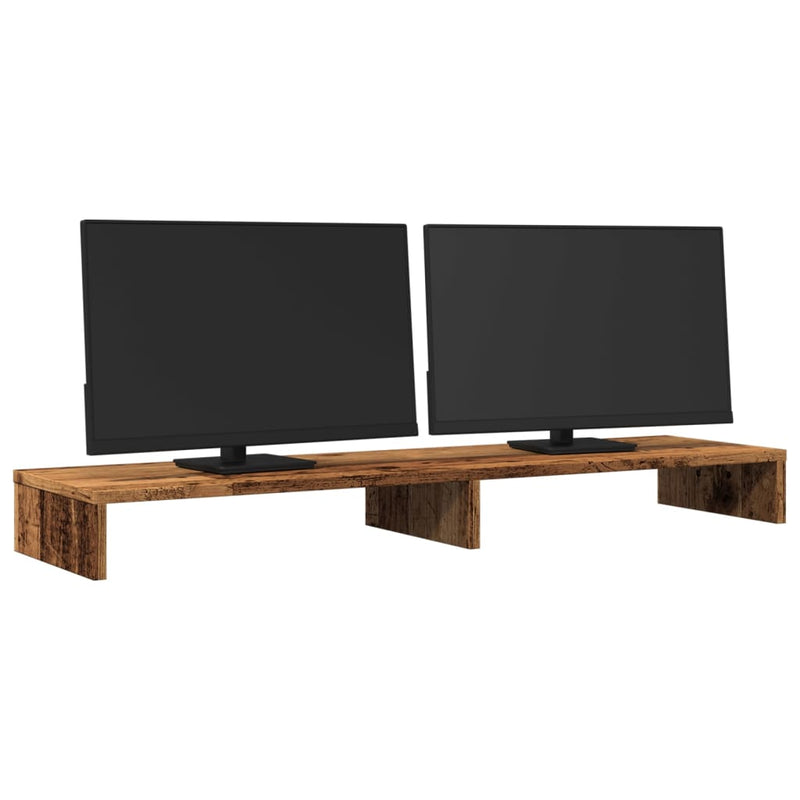 Load image into Gallery viewer, Vidaxl monitorstandaard 100x27x10 cm bewerkt hout oud houtkleurig