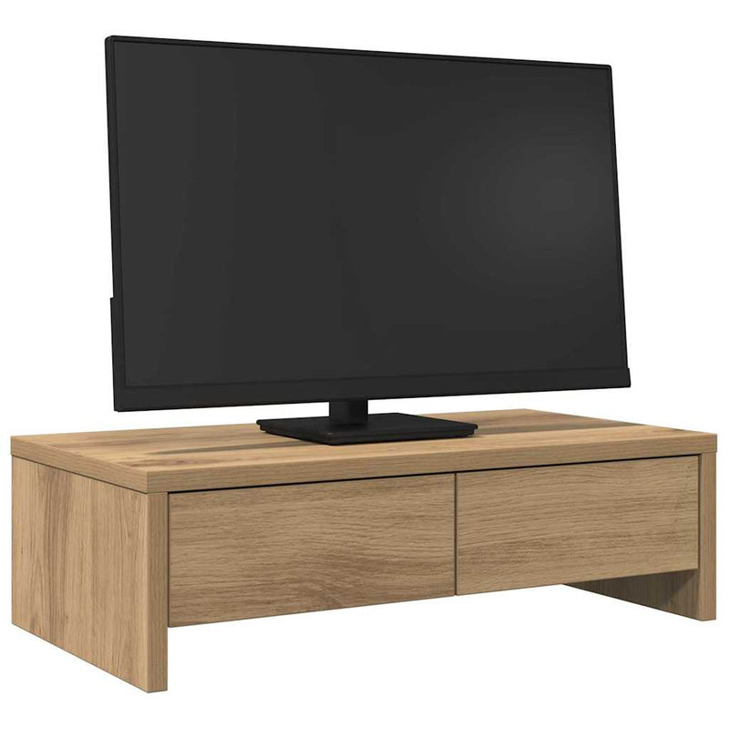 Load image into Gallery viewer, Vidaxl monitorstandaard met lades 50x27x15 cm hout artisanaal eiken