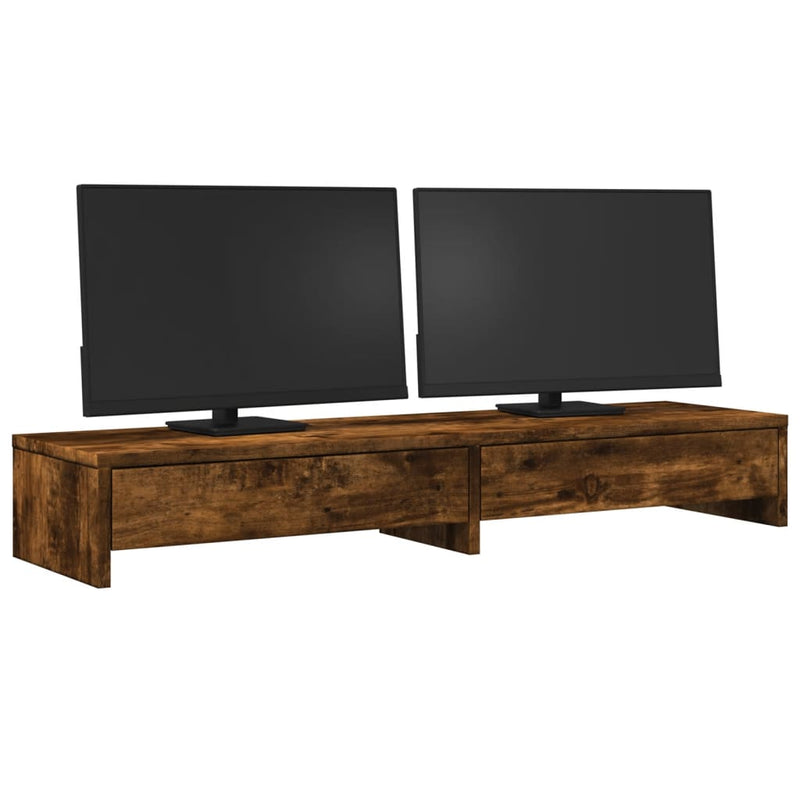 Load image into Gallery viewer, Vidaxl monitorstandaard met lades 100x27x15 cm hout gerookt eikenkleur
