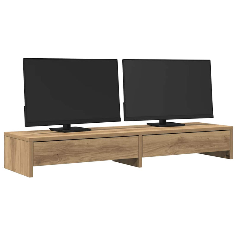 Load image into Gallery viewer, VidaXL Monitorstandaard met lades 100x27x15 cm hout artisanaal eiken