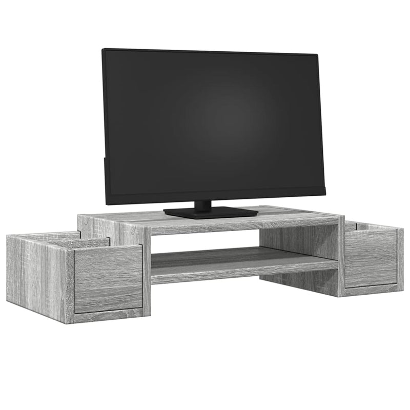 Load image into Gallery viewer, Vidaxl monitorstandaard met opbergruimte 70x27x15 cm hout grijs sonoma