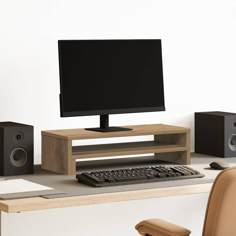 Load image into Gallery viewer, Vidaxl monitorstandaard 54x22x15 cm bewerkt hout artisanaal eikenkleur