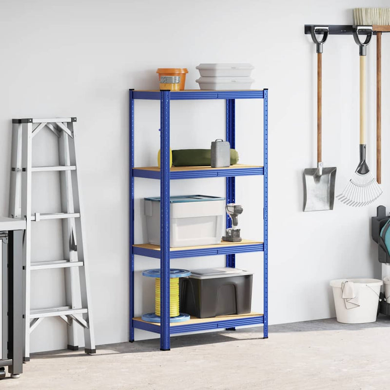 Load image into Gallery viewer, Vidaxl opbergrek 4-laags staal en bewerkt hout blauw