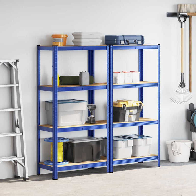 Load image into Gallery viewer, Vidaxl opbergrekken 4-laags 2 st staal bewerkt hout blauw
