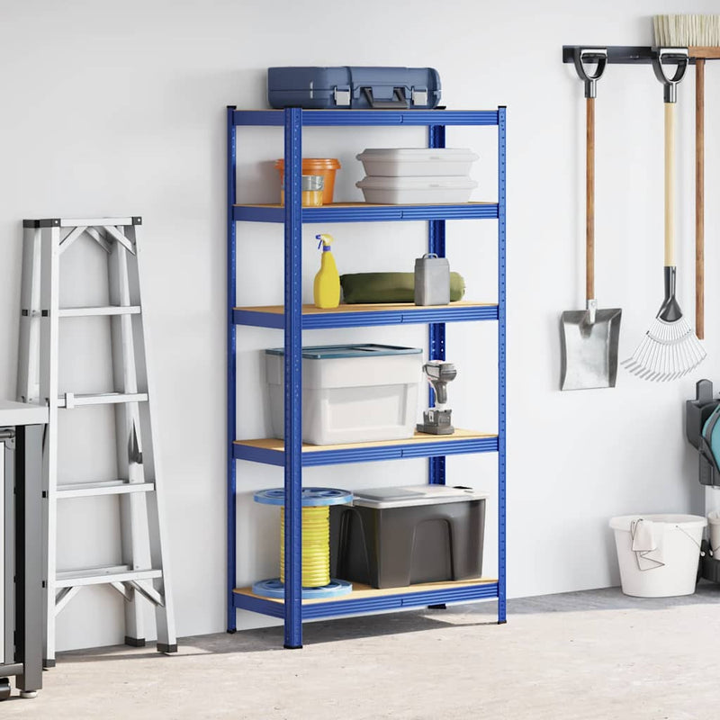 Load image into Gallery viewer, Vidaxl opbergrek 5-laags staal bewerkt hout blauw
