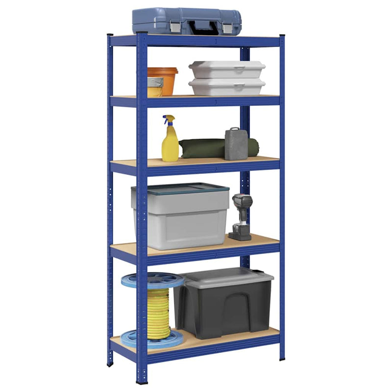 Load image into Gallery viewer, Vidaxl opbergrek 5-laags staal bewerkt hout blauw
