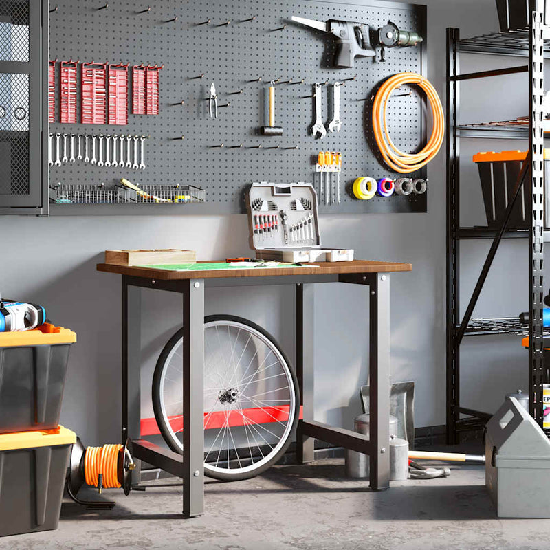 Load image into Gallery viewer, VidaXL Werkbank rechthoek 100x60x81,5 cm massief eikenhout donkerbruin