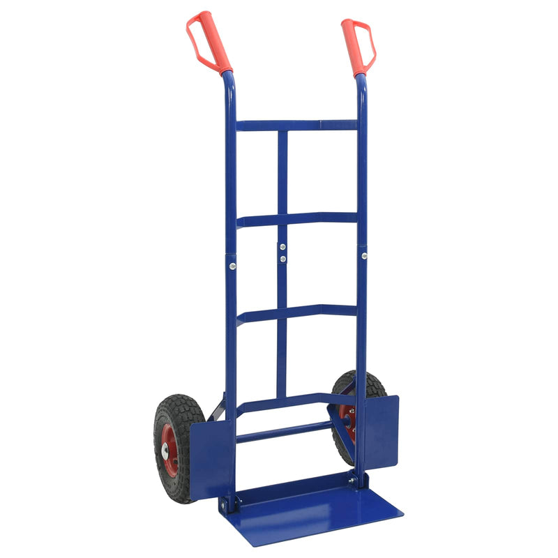 Load image into Gallery viewer, Vidaxl handtrolley blauw en rood 57 x 46 x 113 cm staal