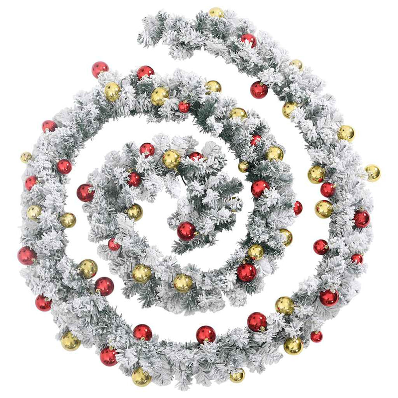 Load image into Gallery viewer, Vidaxl kerstslinger met kerstballen en led-lampjes 5 m pvc groen