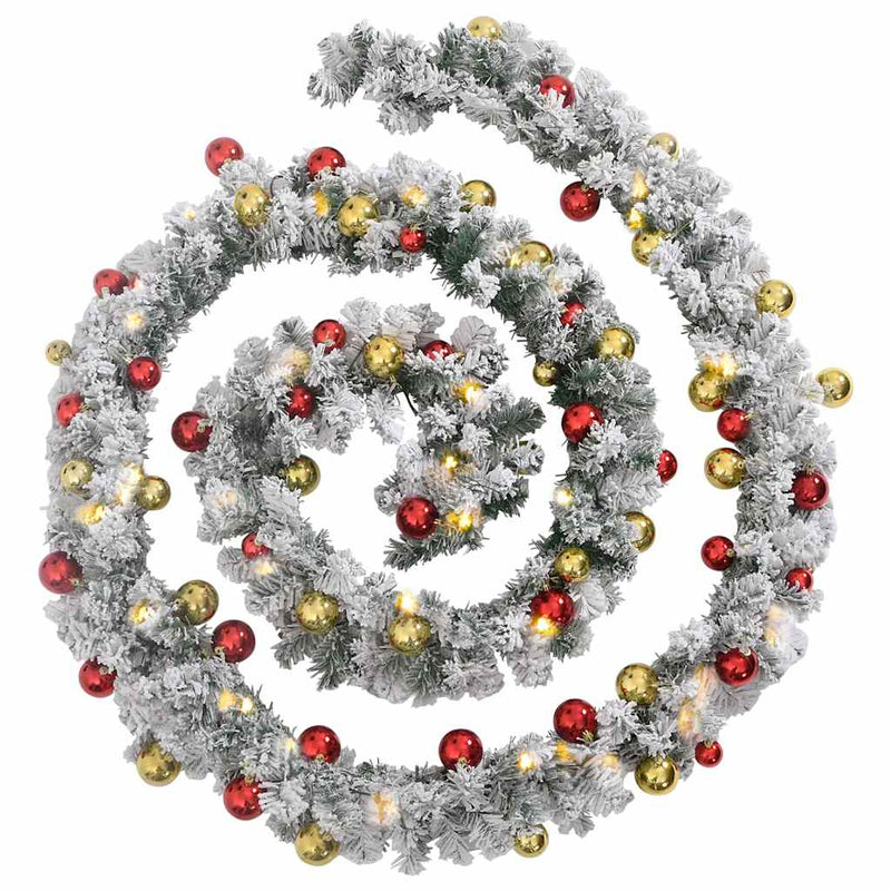 Load image into Gallery viewer, Vidaxl kerstslinger met kerstballen en led-lampjes 10 m pvc groen